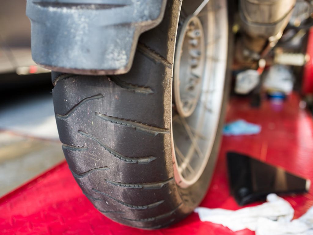 checking motorcycle tires