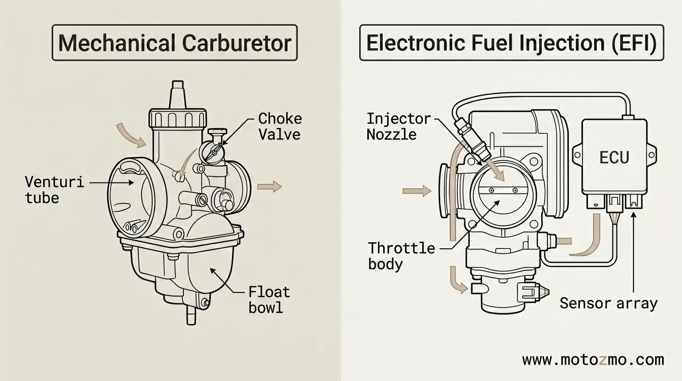 Read more about the article Motorcycle Carburetor vs Fuel Injection: Which Wins?