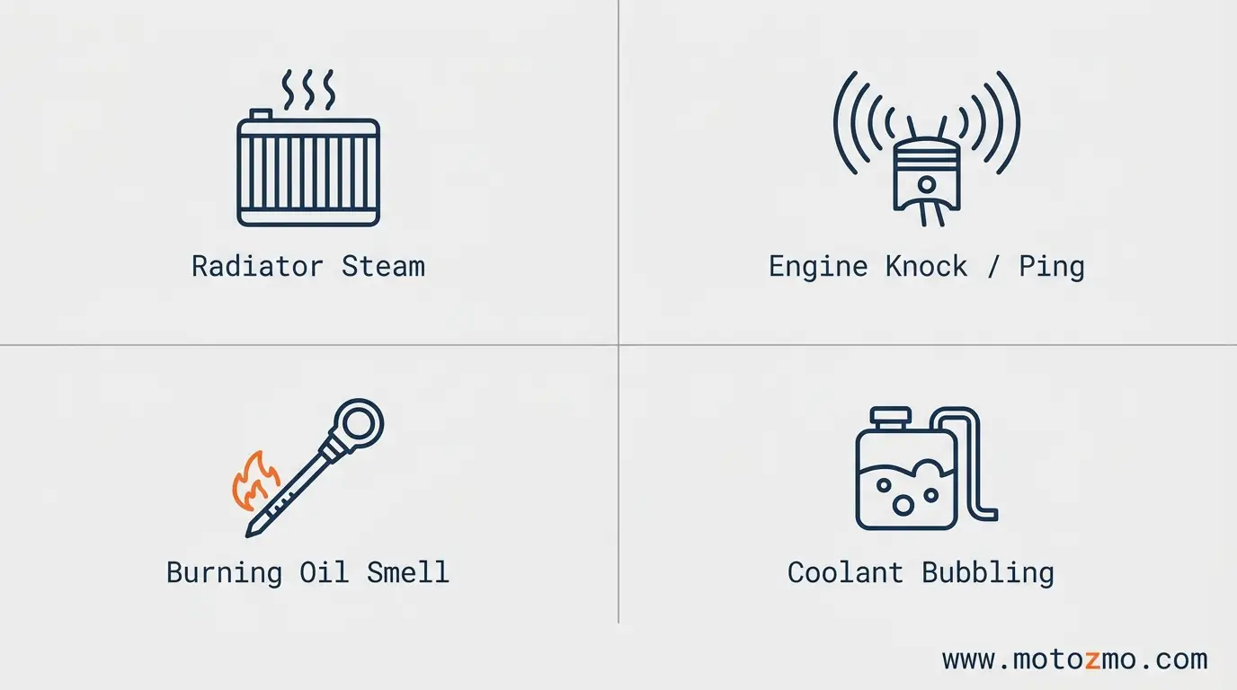 How Hot Should a Motorcycle Engine Run? 3 Four key warning signs of motorcycle engine overheating including steam, engine knocking, burning oil, and bubbling coolant