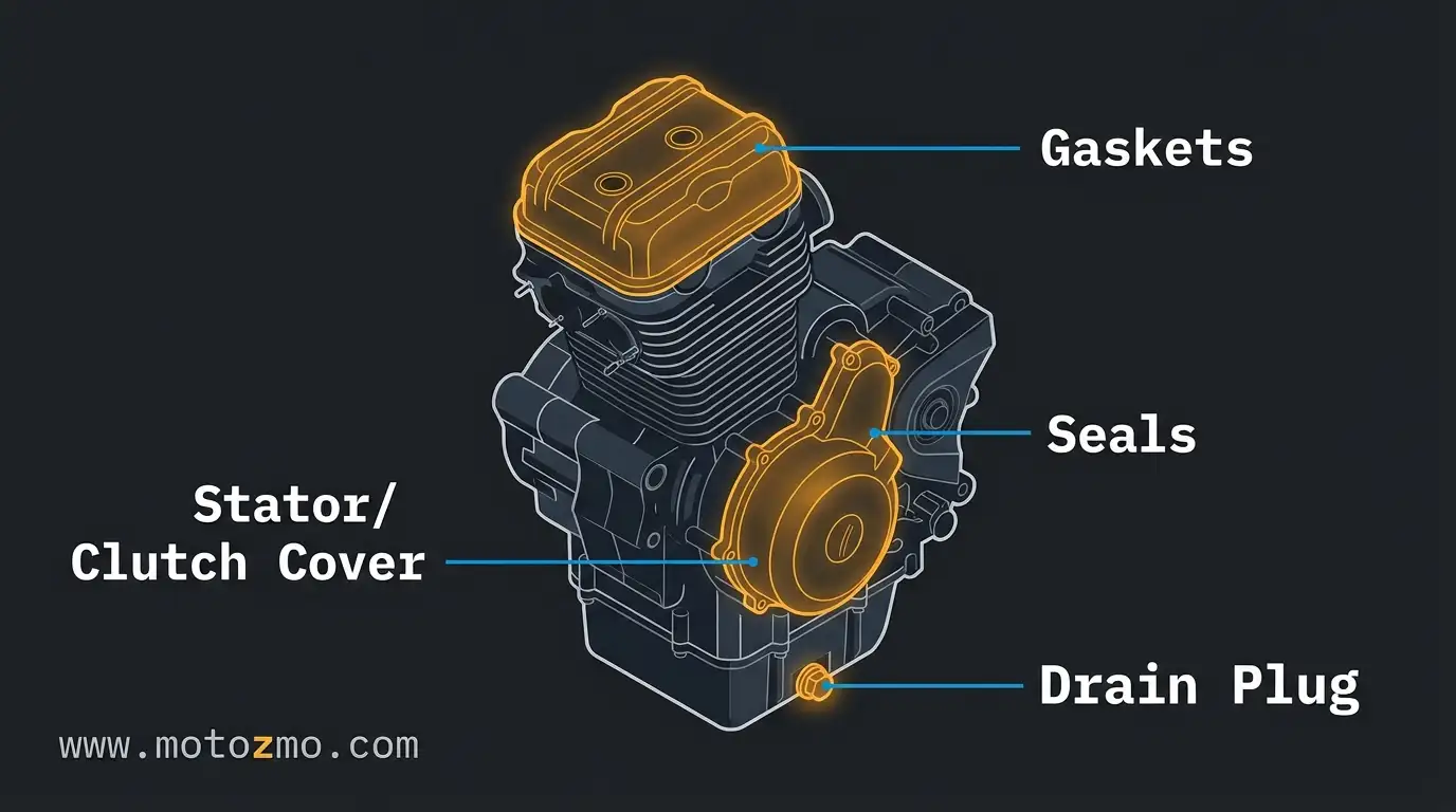 Read more about the article Motorcycle Oil Leak Causes: Gasket, Drain Plug, or Seal?
